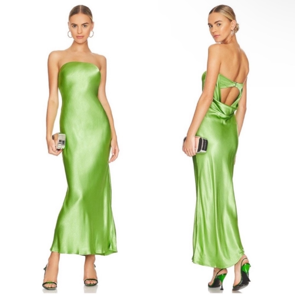 BEC + BRIDGE Moon Dance Strapless Dress in Sweet Pea Green